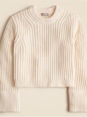 J. Crew Women’s Heritage Cotton Fisherman Crewneck Sweater - Antique White